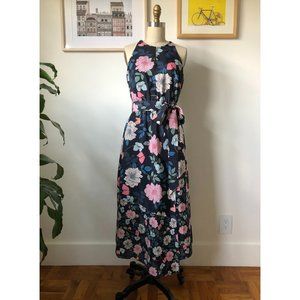 Vince Camuto Sash Belt Wrap Asymmetrical Skirt Midi Dress Floral Print Crepe 6 M